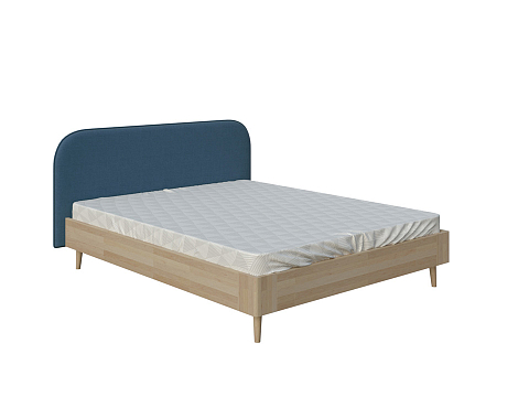 Серая кровать Lagom Plane Wood - Оригинальная кровать без встроенного основания из массива сосны с мягкими элементами.