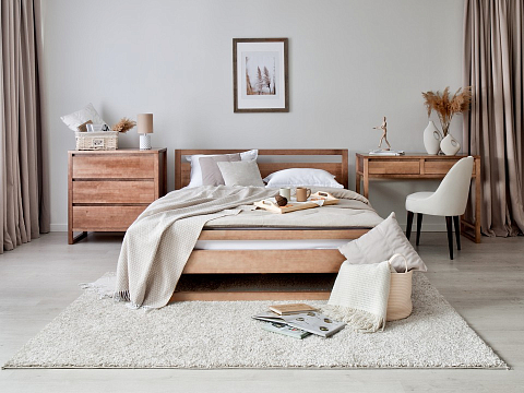 Кровать в скандинавском стиле Kvebek - Элегантная кровать из массива дерева с основанием